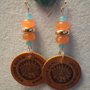 AUTHENTIC WOODEN NICKEL EARRINGS